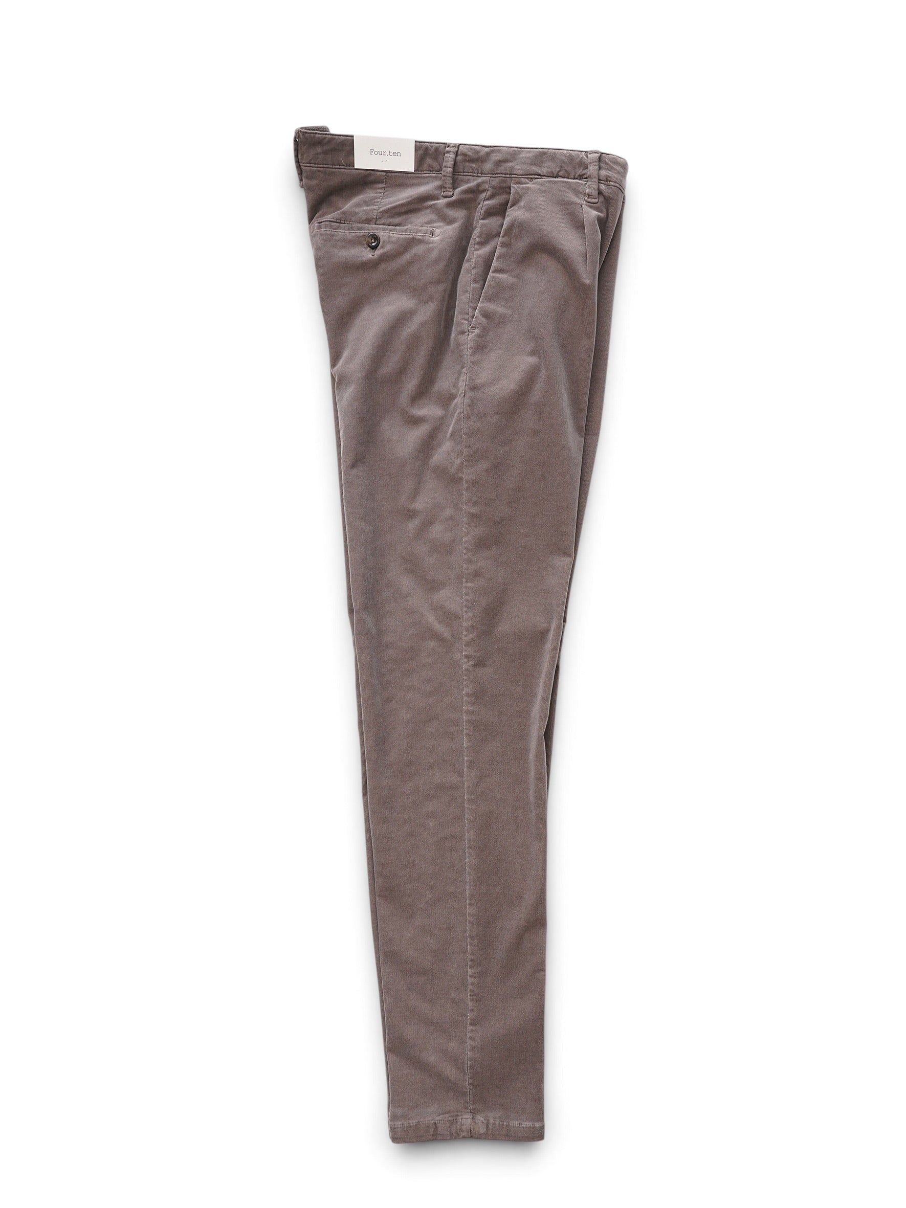 Hellbraune Feincord-Hose mit Bundfalte von Four.ten – Ansicht 2