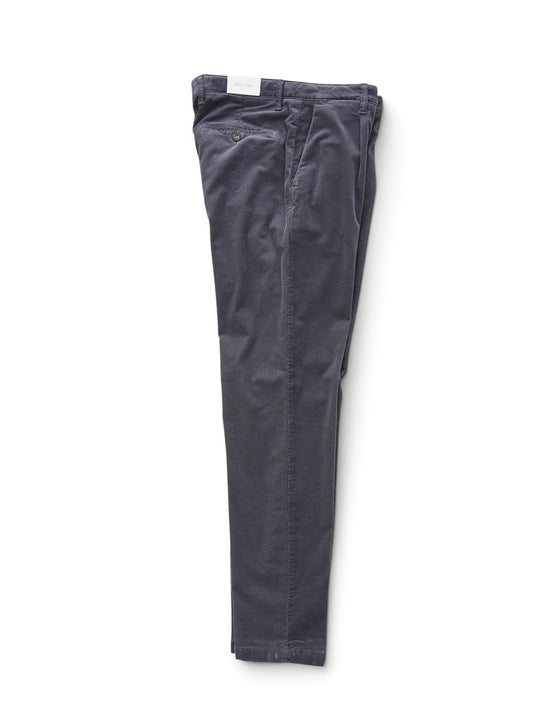 Blaugraue Feincord-Hose mit Bundfalte von Four.ten