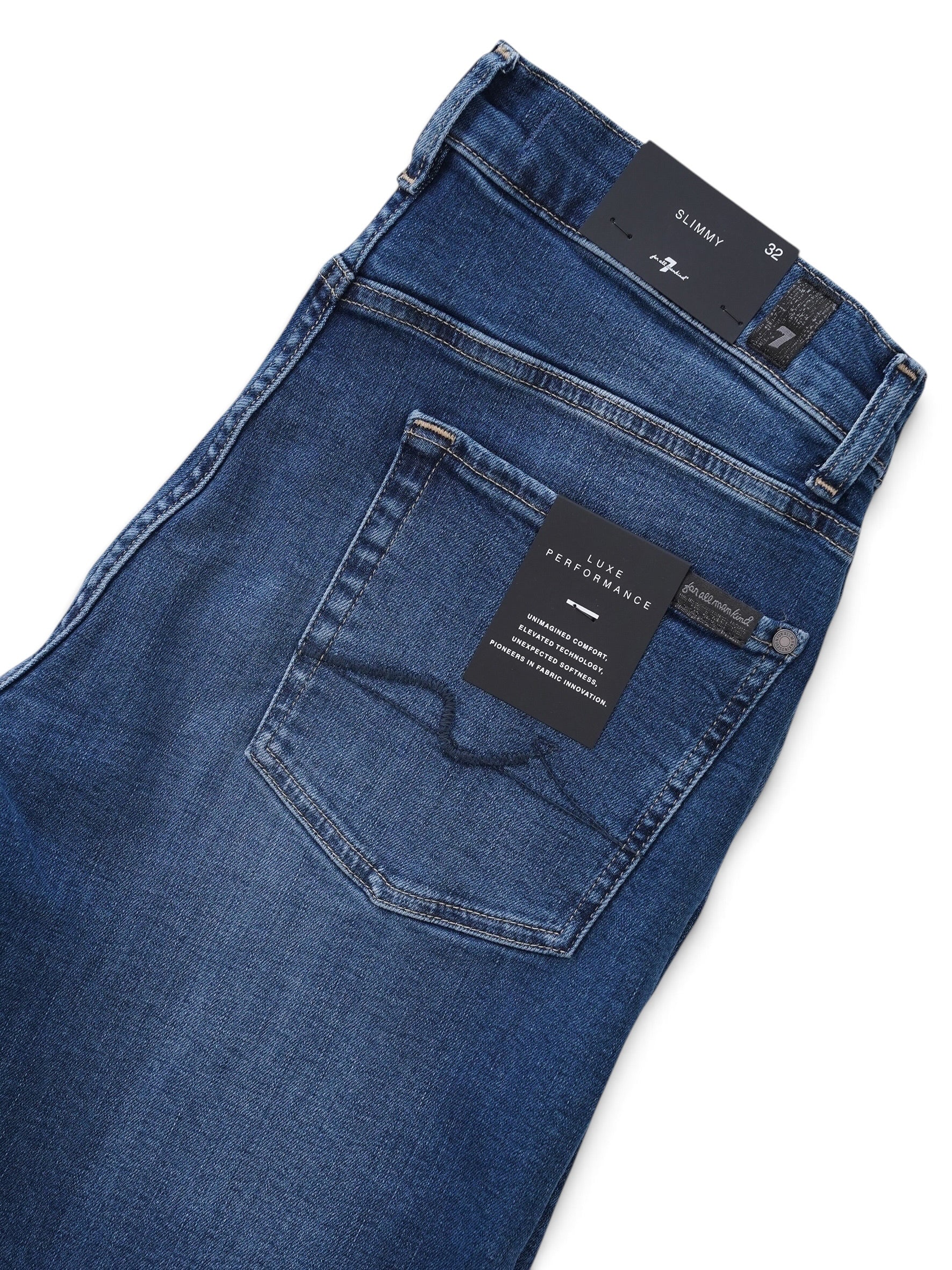 Mittelblaue Slimmy-Jeans mit Used-Waschung von 7 For All Mankind – Ansicht 2