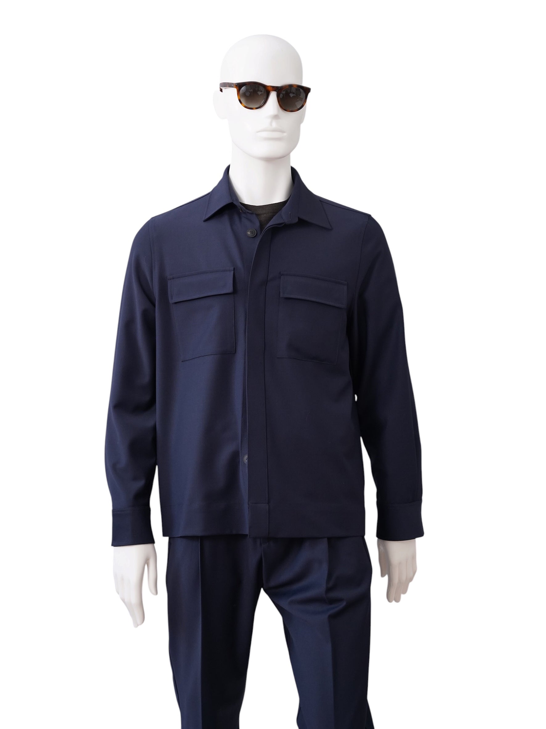 Dunkelblaues Overshirt mit aufgesetzten Taschen von Gran Sasso