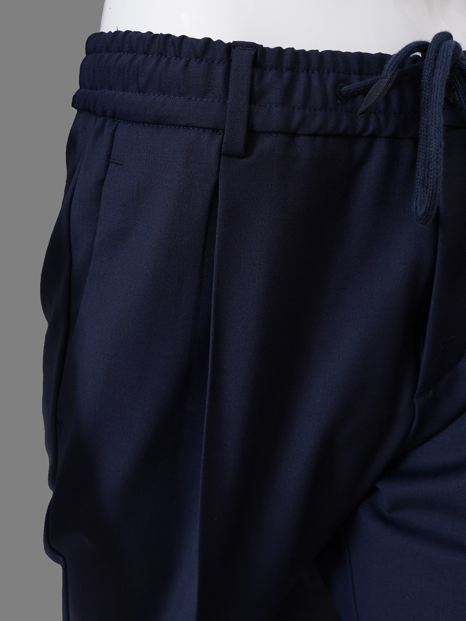 Dunkelblaue Hose mit Kordelzug und Bundfalte von Gran Sasso – Ansicht 2