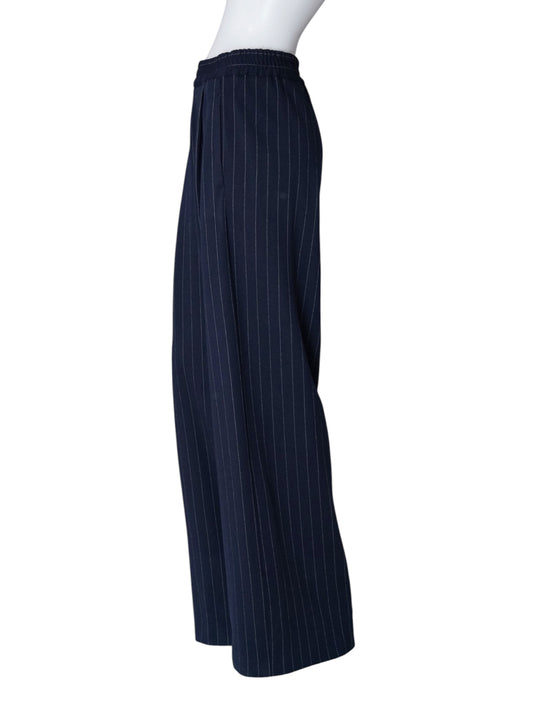 Dunkelblaue Nadelstreifen-Hose mit elastischem Bund von ODEEH – Ansicht 2