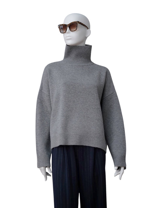 Grau melierter Rollkragenpullover aus Wolle von FFC – Ansicht 3