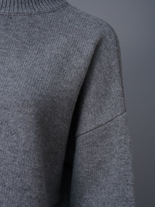 Grau melierter Rollkragenpullover aus Wolle von FFC – Ansicht 2