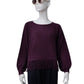 Bordeauxfarbener Cashmere-Pullover mit Fransensaum