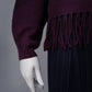 Bordeauxfarbener Cashmere-Pullover mit Fransensaum