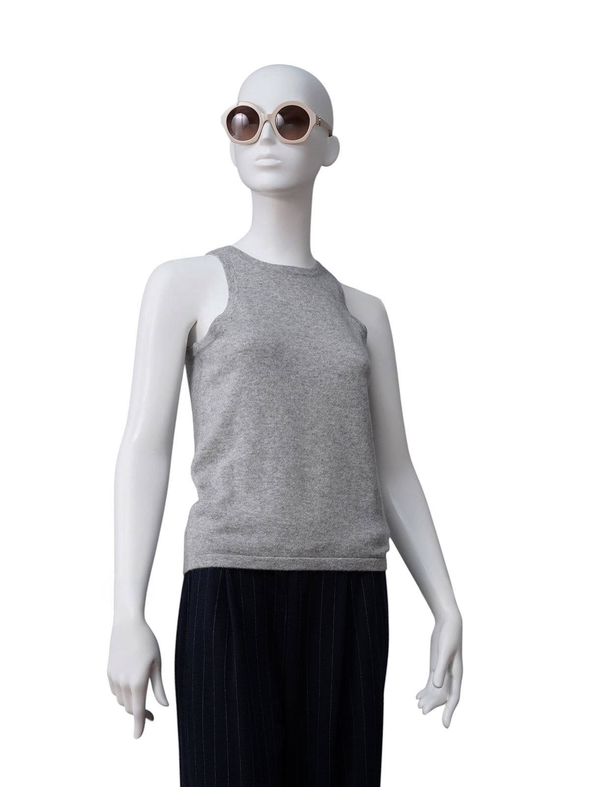 Grau meliertes ärmelloses Cashmere-Top von S.Marlon