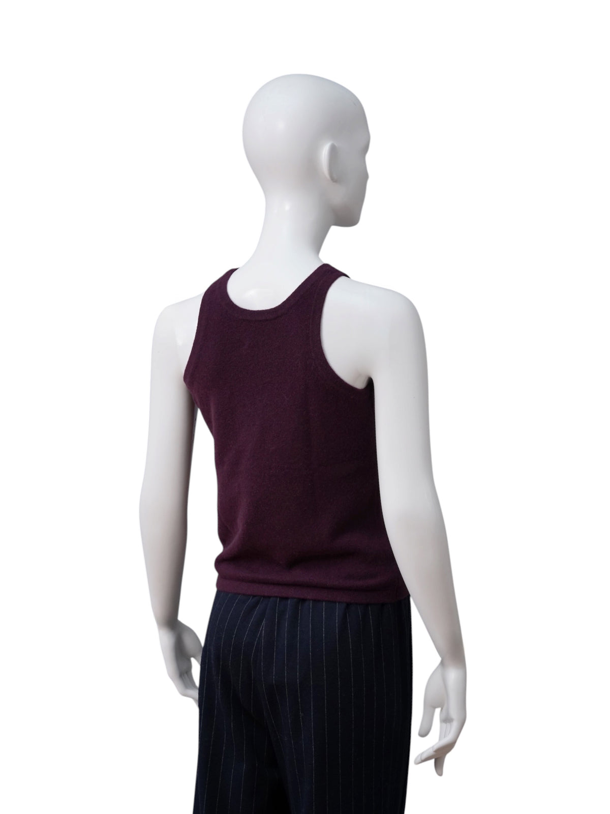 Bordeauxfarbenes ärmelloses Cashmere-Top von S.Marlon – Ansicht 3