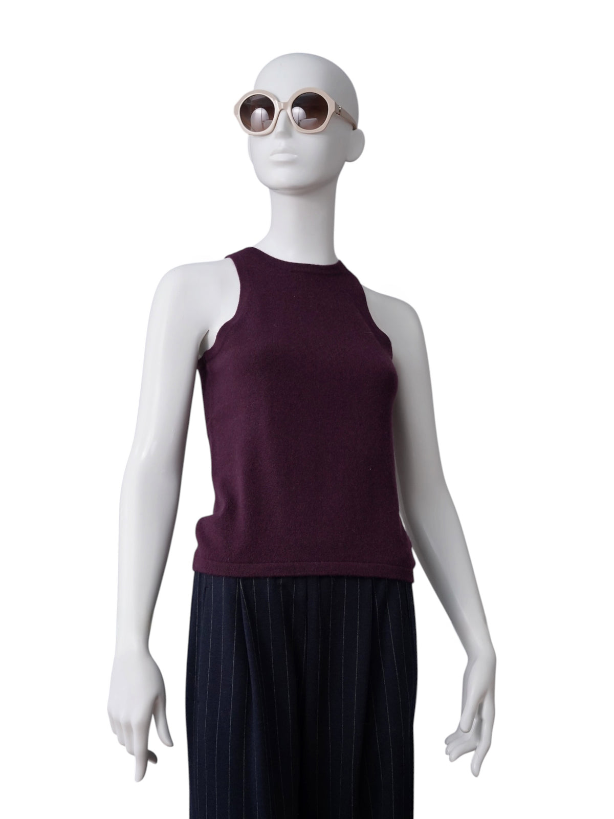 Bordeauxfarbenes ärmelloses Cashmere-Top von S.Marlon