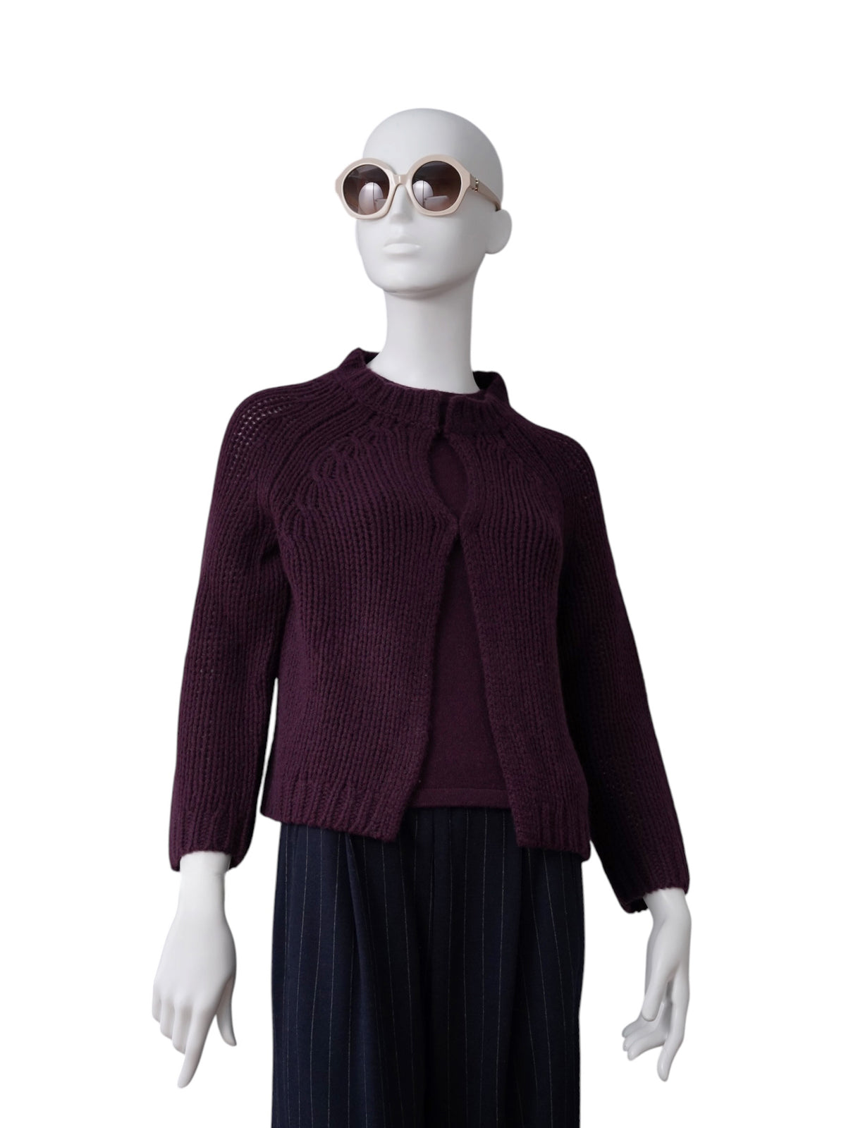Bordeauxfarbene Cashmere-Strickjacke von S.Marlon – Ansicht 5