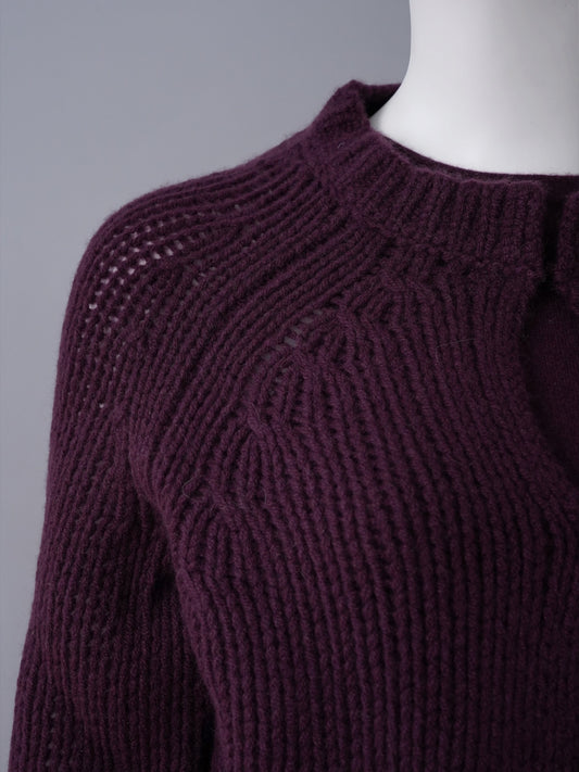 Bordeauxfarbene Kaschmir-Strickjacke von S.Marlon – Ansicht 3