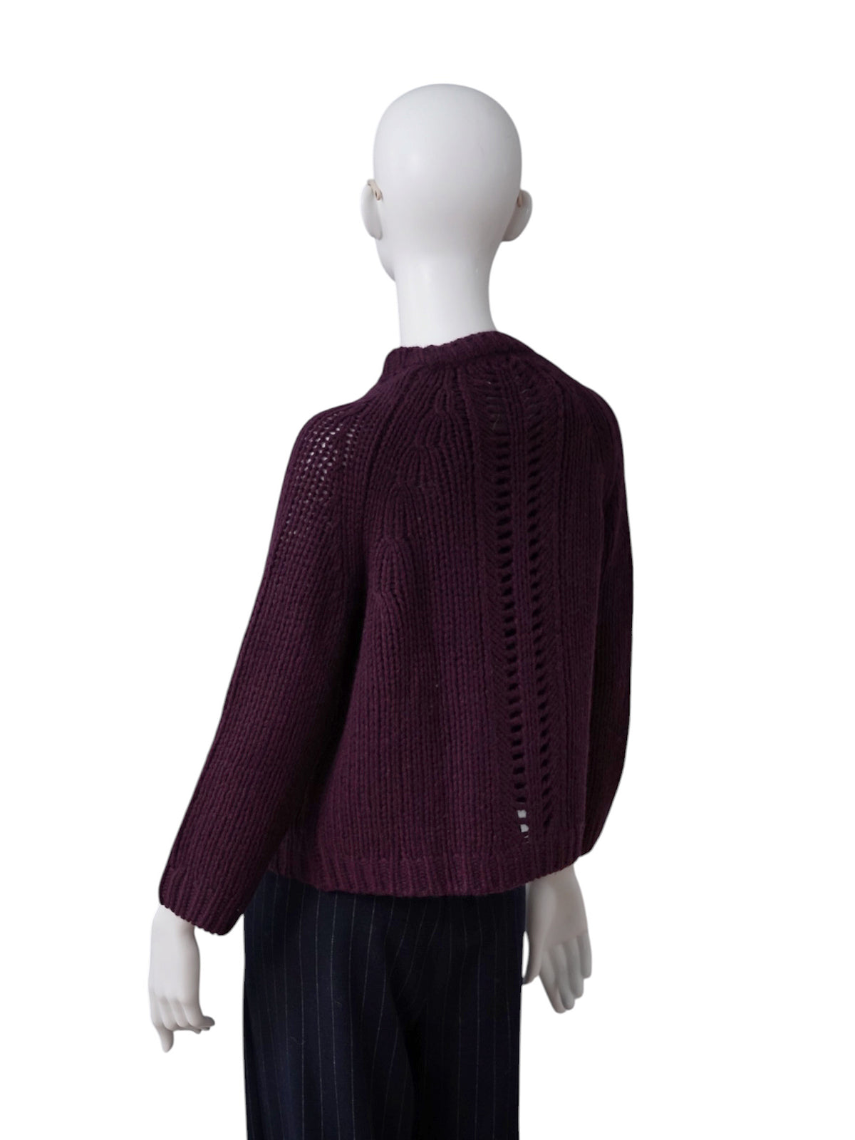 Bordeauxfarbene Cashmere-Strickjacke von S.Marlon – Ansicht 4