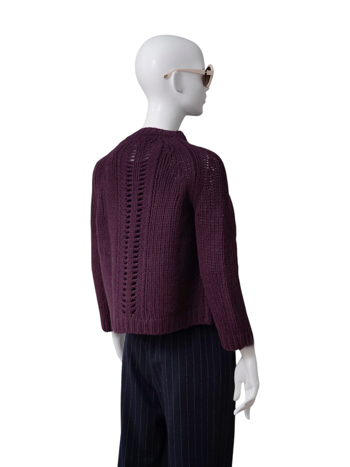 Bordeauxfarbene Cashmere-Strickjacke von S.Marlon – Ansicht 6