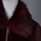 Pflaumenfarbene Kunstfell-Jacke mit Zobel-Kragen von Betta Corradi – Ansicht 4