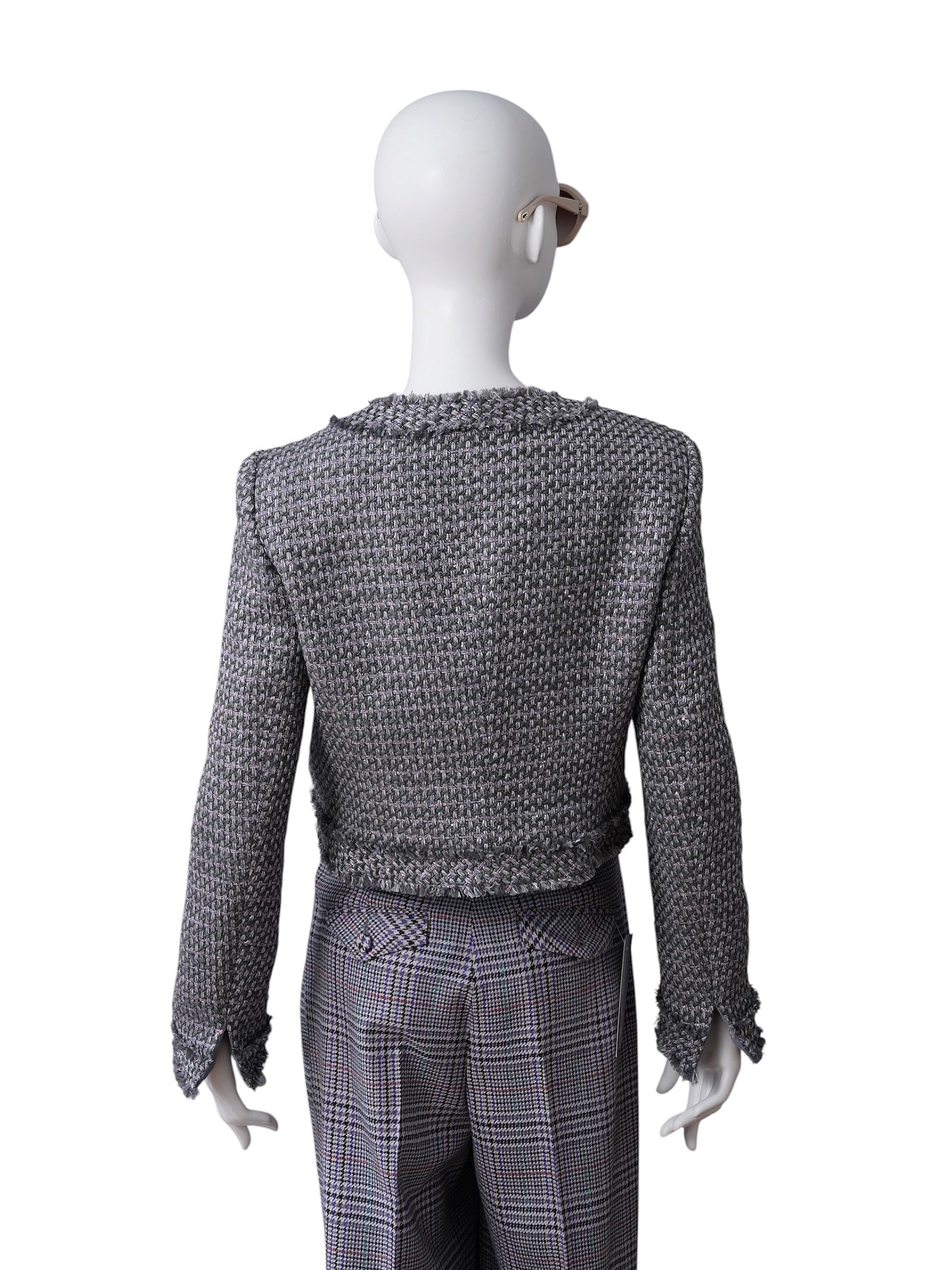Graue Tweedjacke mit ausgefransten Kanten von Maison Common – Ansicht 3