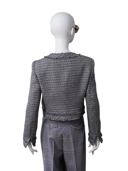 Graue Tweedjacke mit ausgefransten Kanten von Maison Common – Ansicht 3