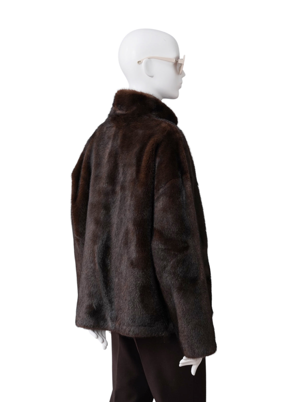 Dunkelbraune Kunstfell-Jacke im Nerz-Look von Betta Corradi – Ansicht 4