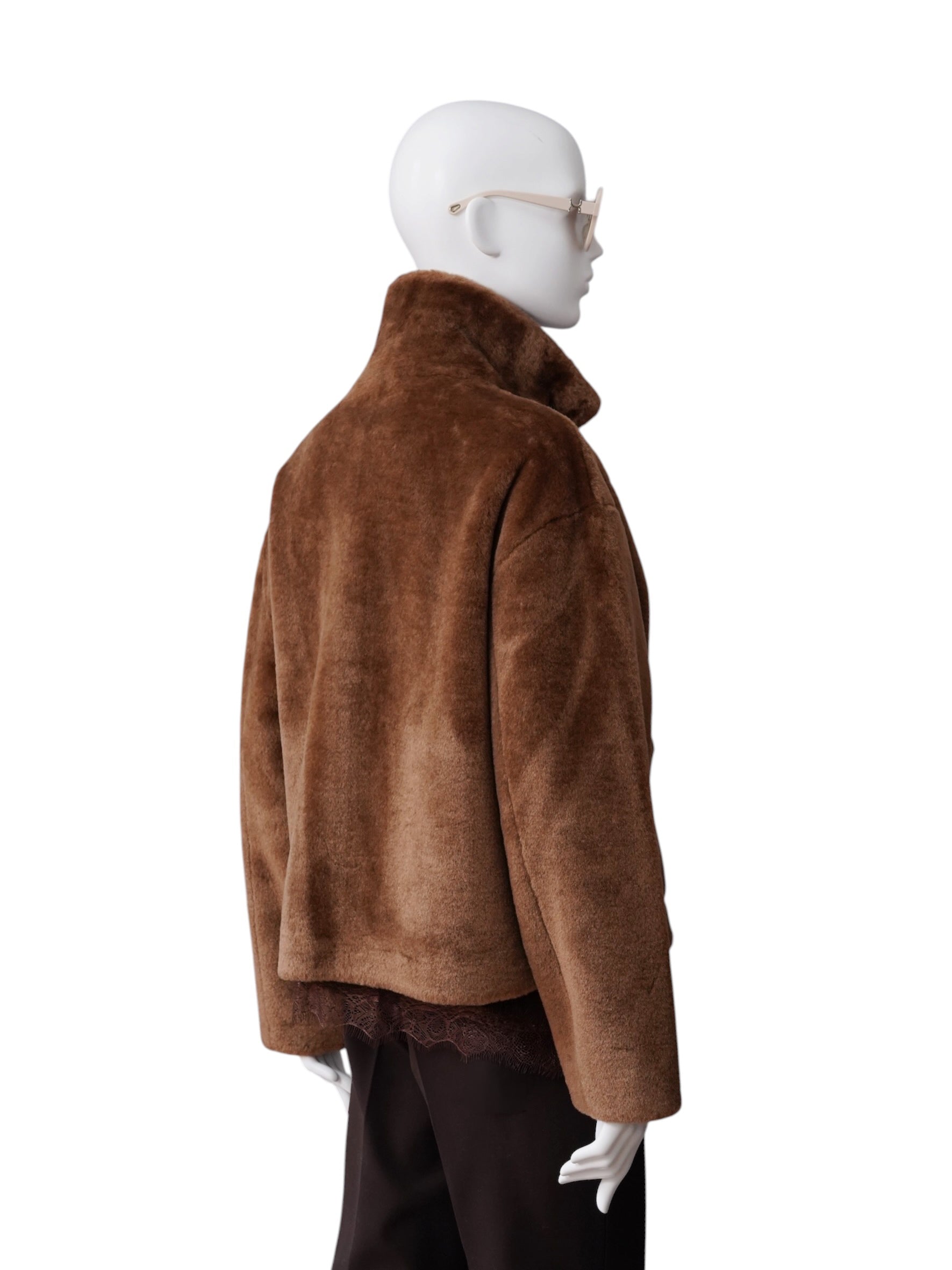 Karamellbraune Wendejacke aus Kunstfell und Velours von Betta Corradi – Ansicht 8