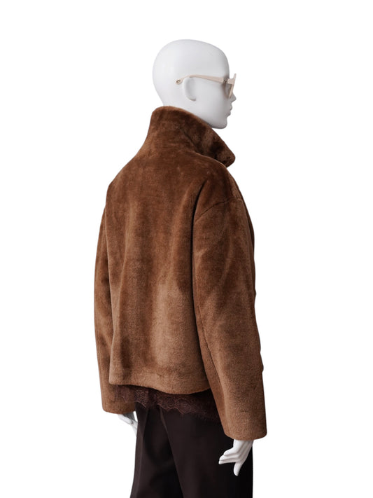 Karamellbraune Wendejacke aus Kunstfell und Velours von Betta Corradi – Ansicht 8