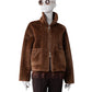 Karamellbraune Wendejacke aus Kunstfell und Velours von Betta Corradi