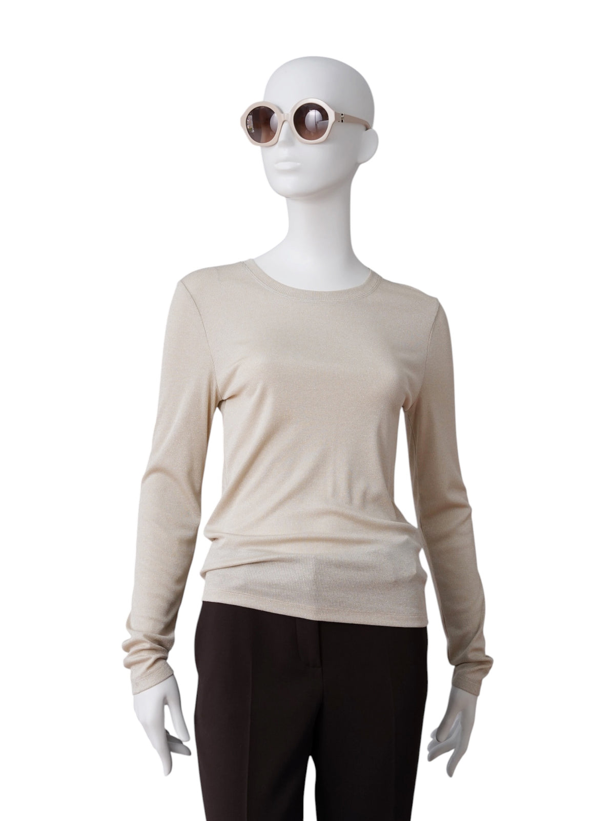 Sandbeiges Langarmshirt in Lurex-Optik von S.Marlon