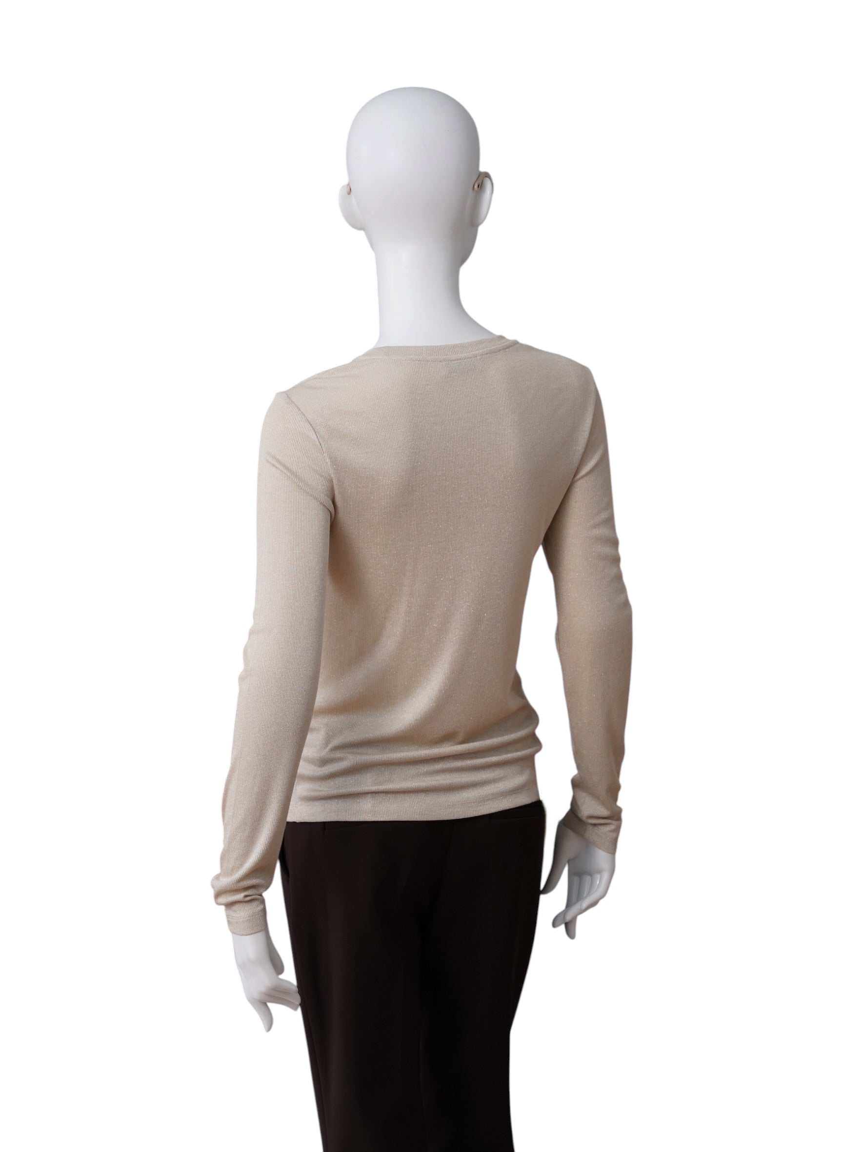 Sandbeiges Langarmshirt in Lurex-Optik von S.Marlon – Ansicht 4