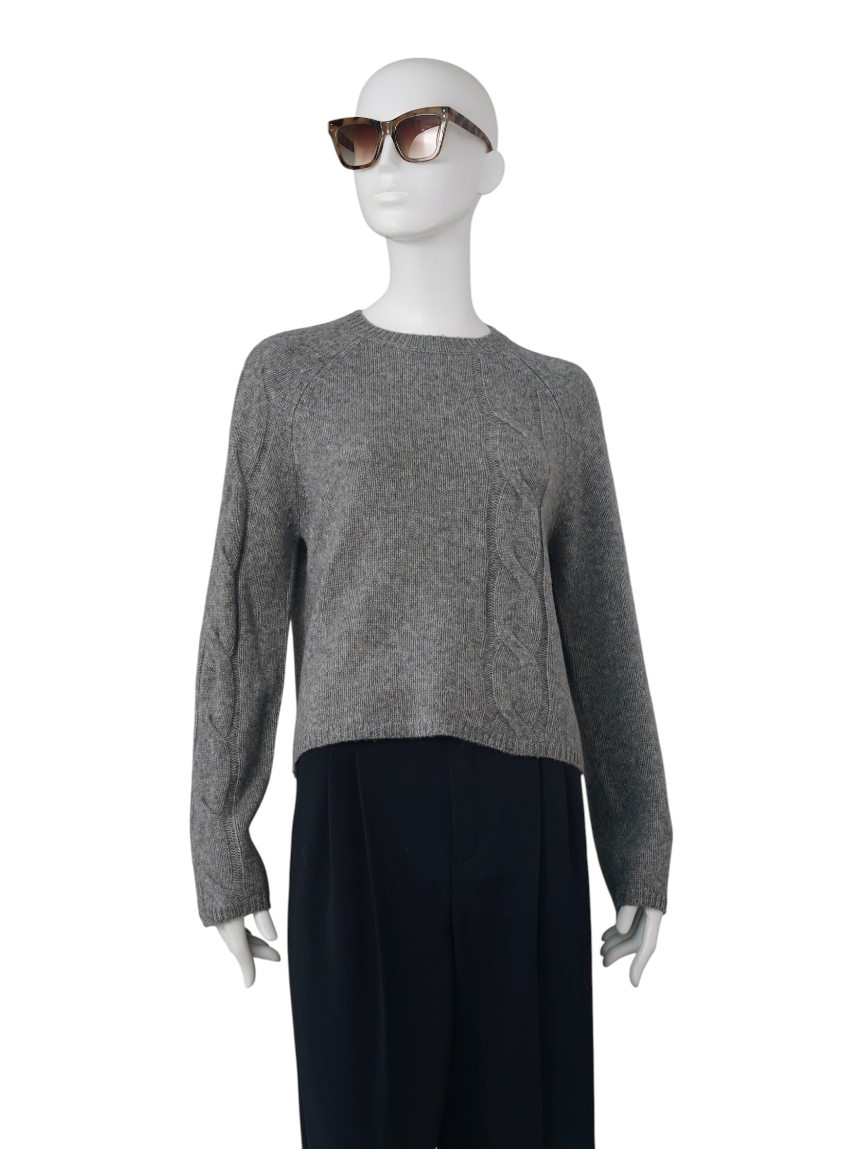 Grau melierter Strickpullover aus Wolle und Lyocell von S.Marlon