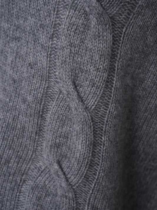 Grau melierter Strickpullover aus Wolle und Lyocell von S.Marlon – Ansicht 2