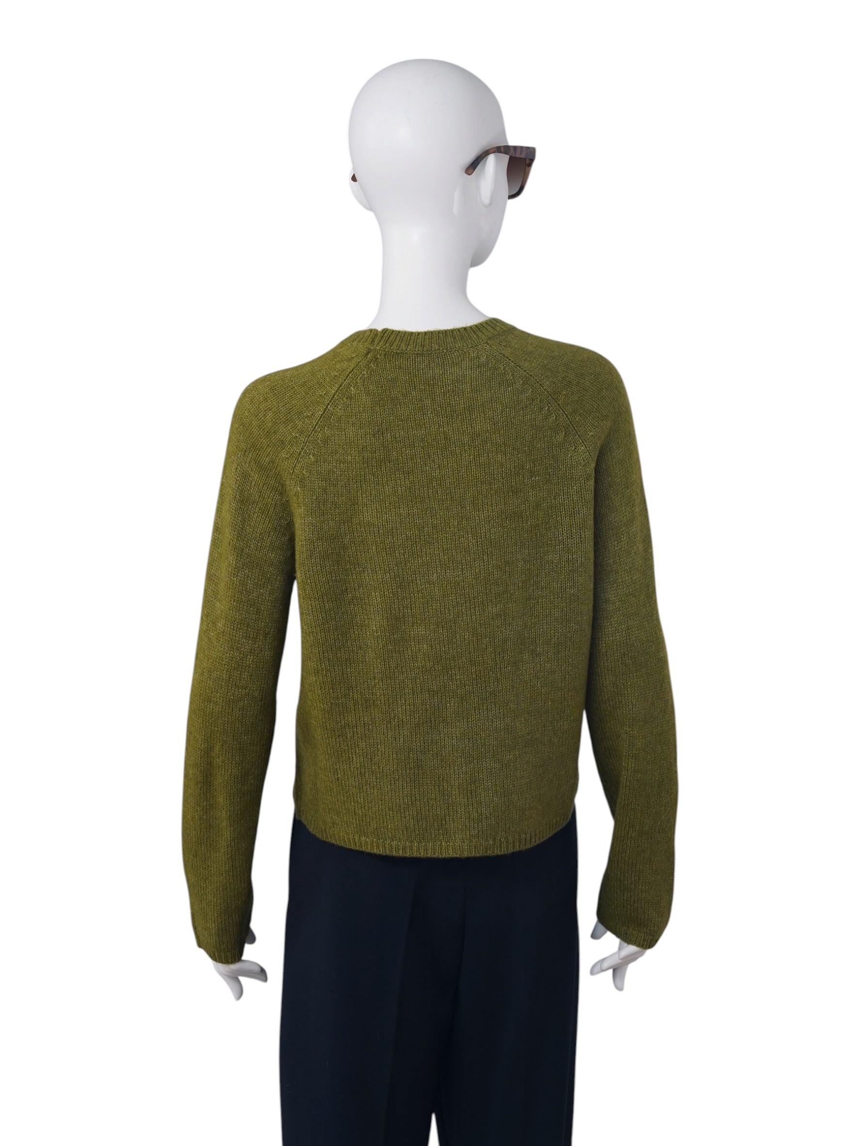 Olivgrüner Strickpullover aus Wolle und Lyocell von S.Marlon – Ansicht 3