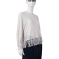 Cremefarbener Cashmere-Pullover mit Fransensaum von S.Marlon