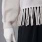 Cremefarbener Cashmere-Pullover mit Fransensaum von S.Marlon – Ansicht 2