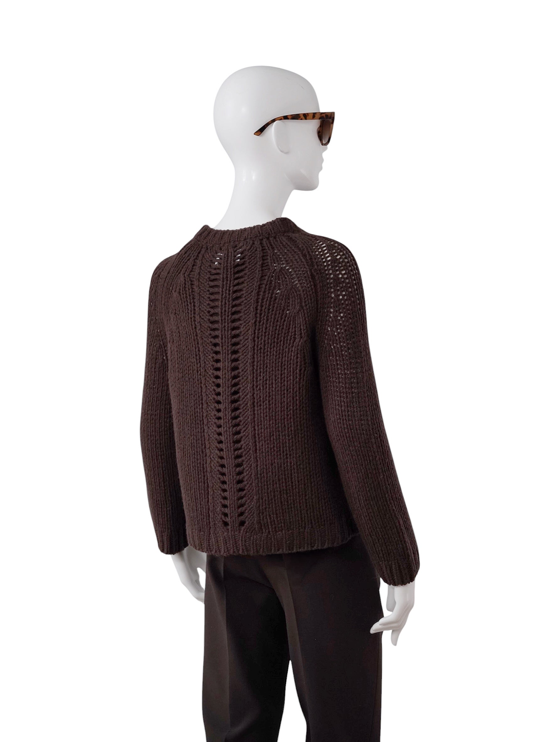 Dunkelbraune Cashmere-Strickjacke von S.Marlon – Ansicht 2