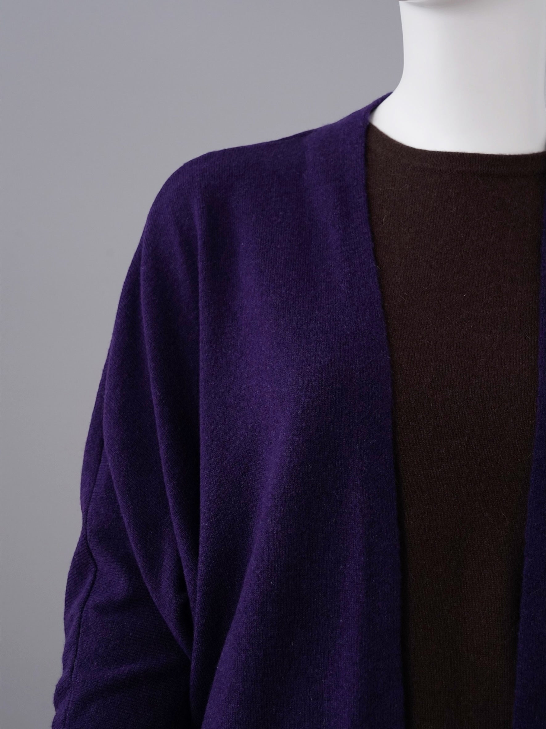 Lila offene Strickjacke aus Wolle und Lyocell von S.Marlon – Ansicht 2