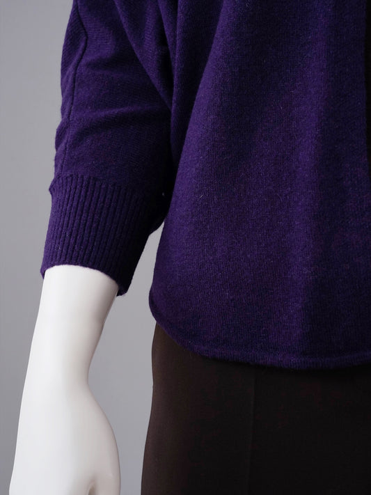 Lila offene Strickjacke aus Wolle und Lyocell von S.Marlon – Ansicht 4