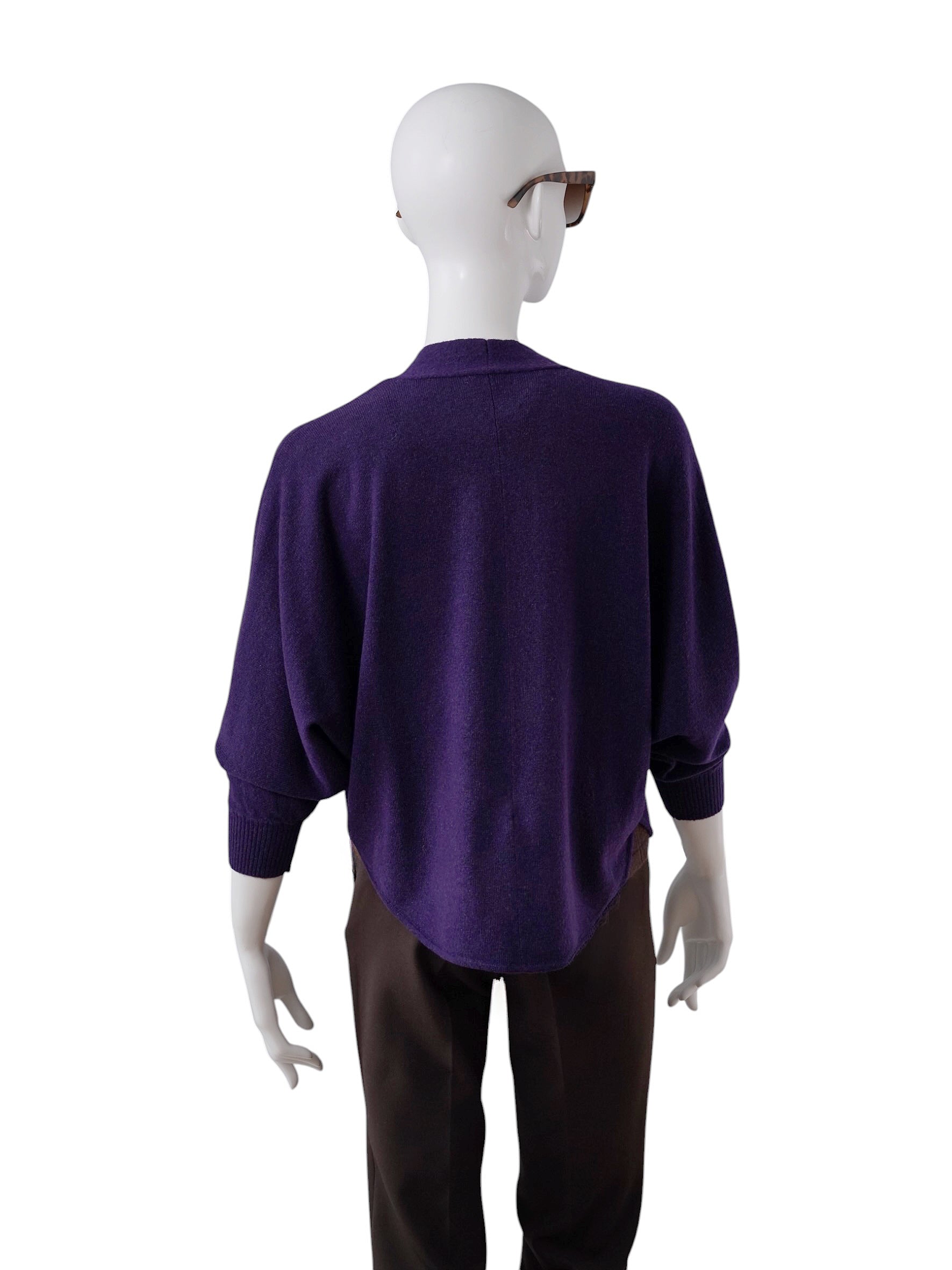 Lila offene Strickjacke aus Wolle und Lyocell von S.Marlon – Ansicht 3