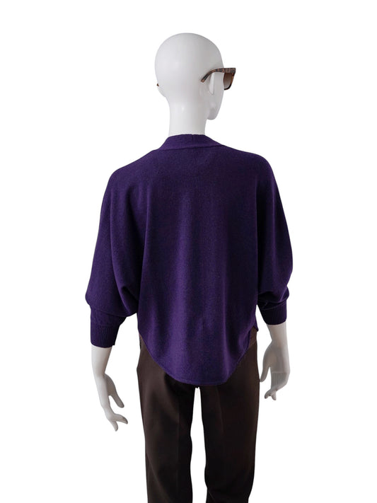 Lila offene Strickjacke aus Wolle und Lyocell von S.Marlon – Ansicht 3