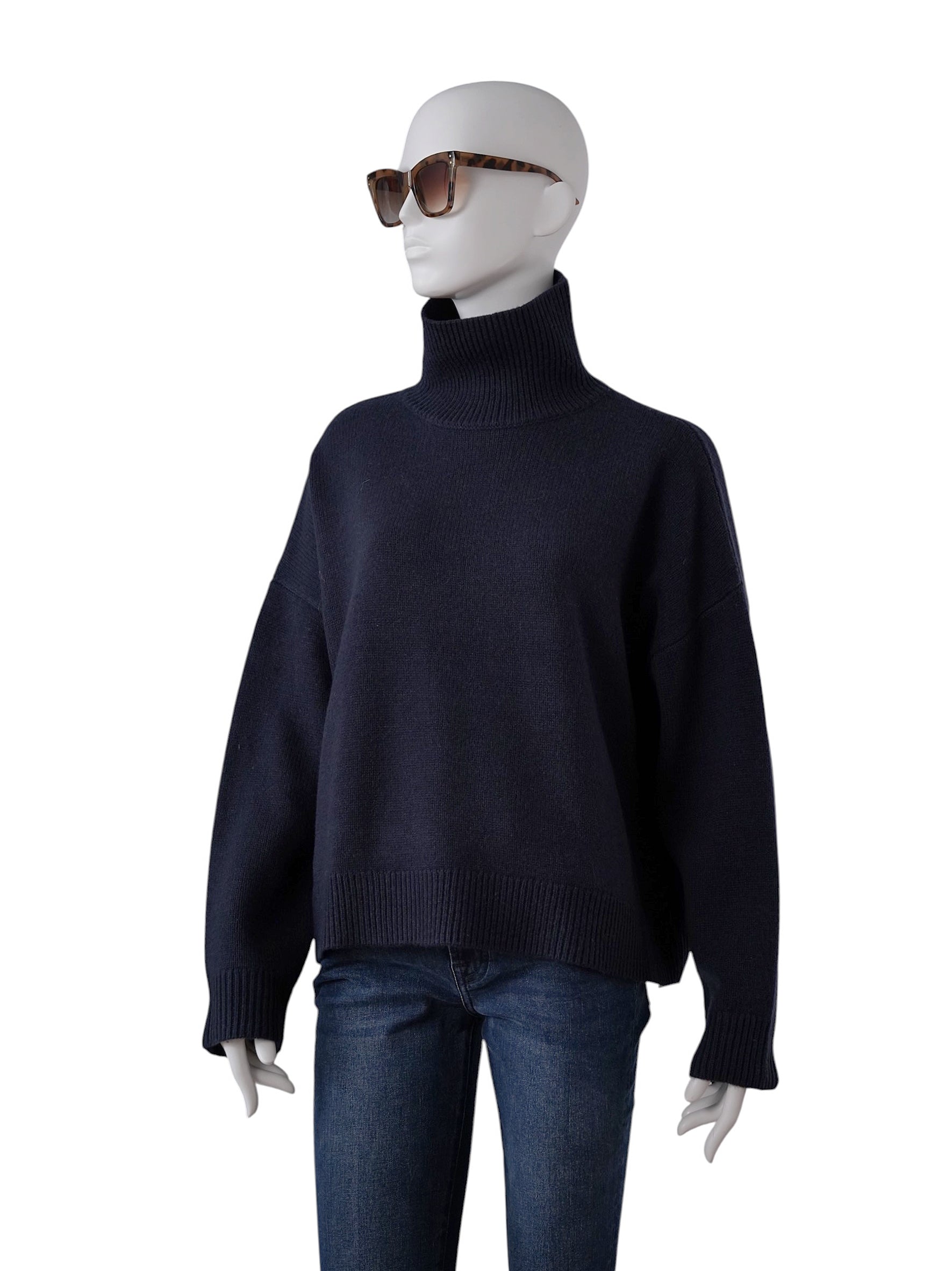 Dunkelblauer Rollkragenpullover aus Wolle von FFC