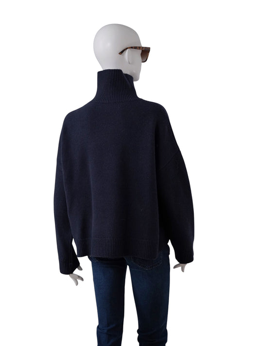 Dunkelblauer Rollkragenpullover aus Wolle von FFC – Ansicht 3