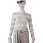 Weiß/Stone gestreiftes Mesh-Longsleeve von 10days