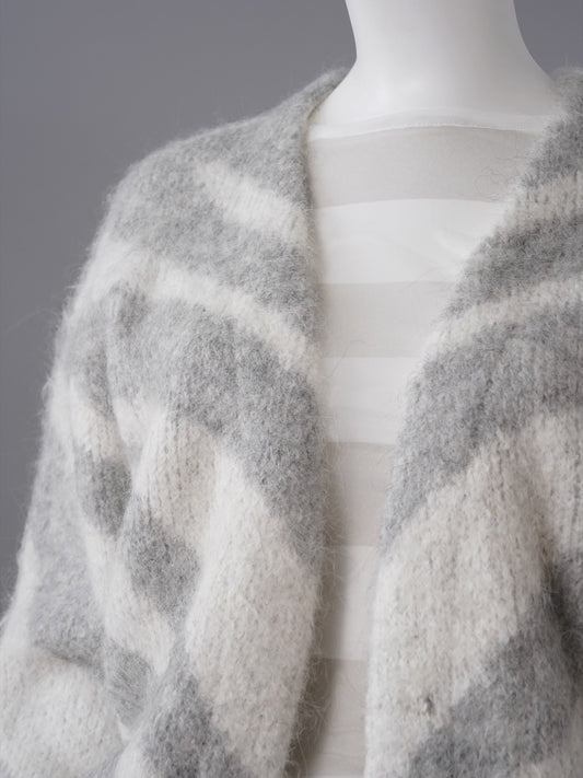 Ecrufarbene Alpaka-Strickjacke mit Zebra-Muster von 10days – Ansicht 3