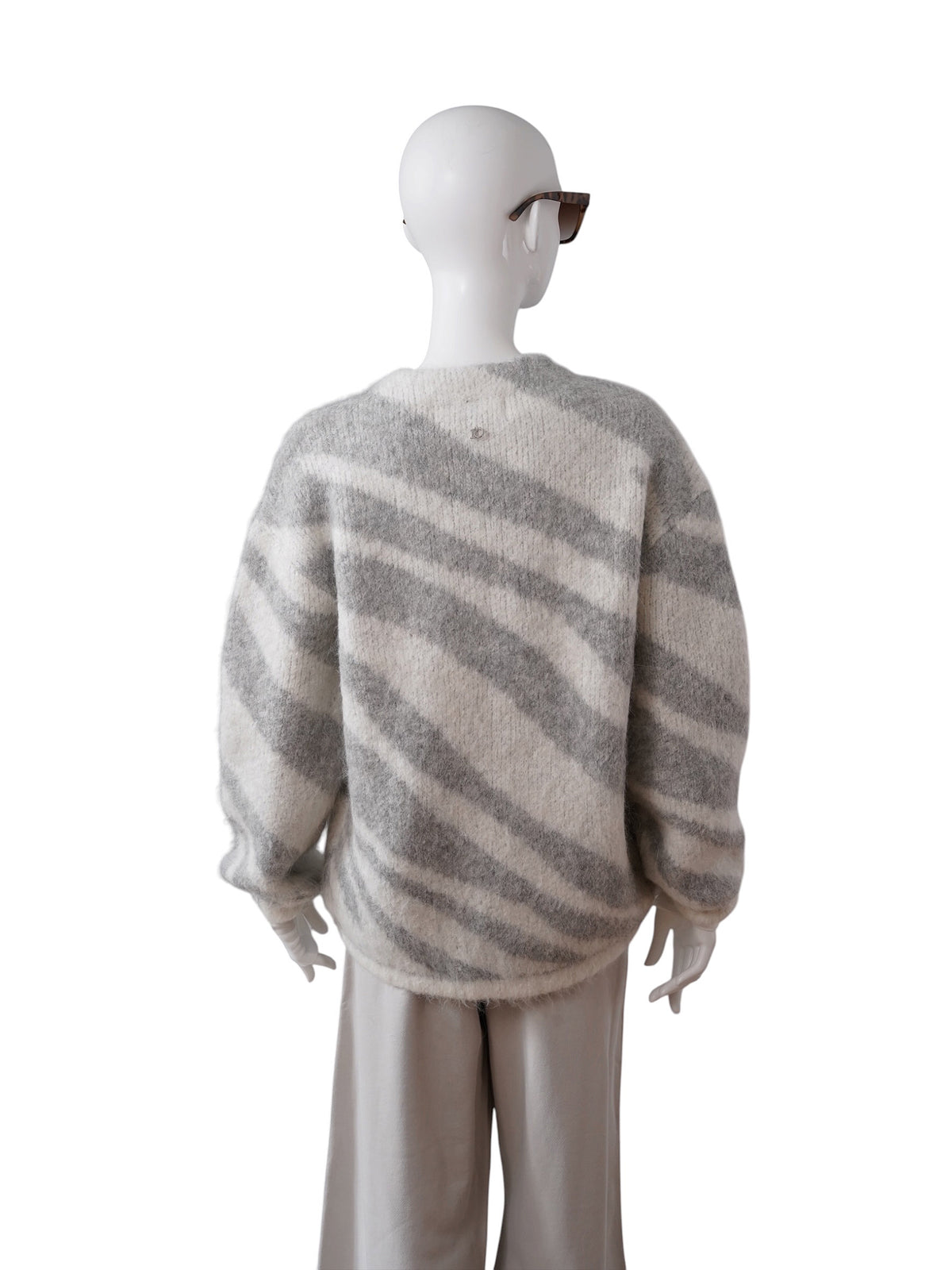 Ecrufarbene Alpaka-Strickjacke mit Zebra-Muster von 10days – Ansicht 5