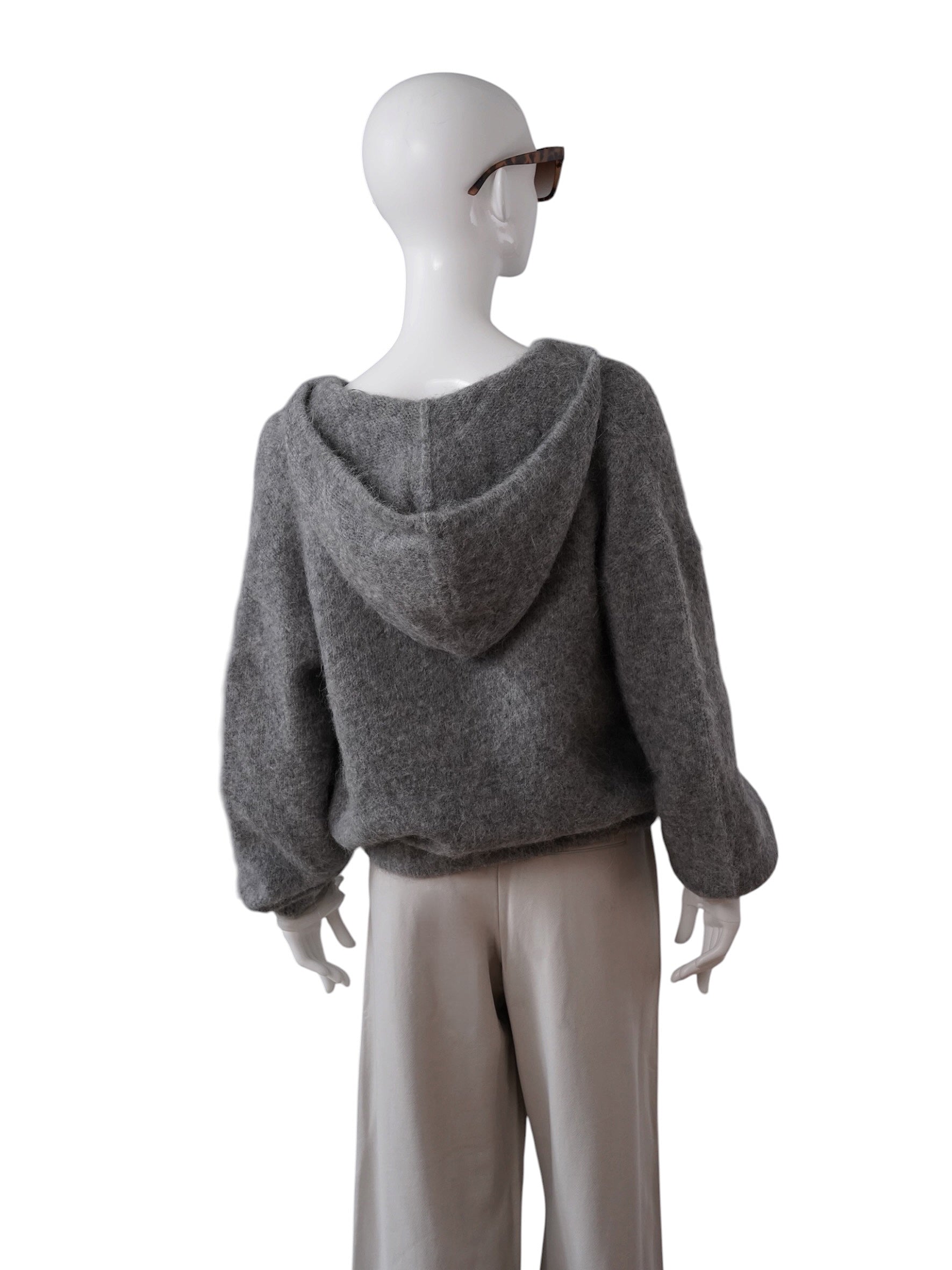 Grau melierter Kapuzen-Strickpullover aus Alpaka von 10days – Ansicht 5