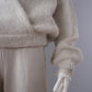 Ecrufarbener Kapuzen-Strickpullover aus Alpaka mit Lurex von 10days – Ansicht 5