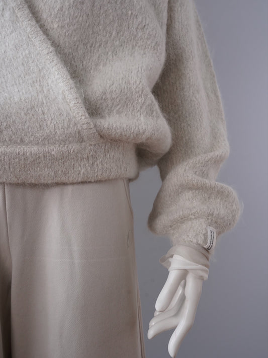 Ecrufarbener Kapuzen-Strickpullover aus Alpaka mit Lurex von 10days – Ansicht 5