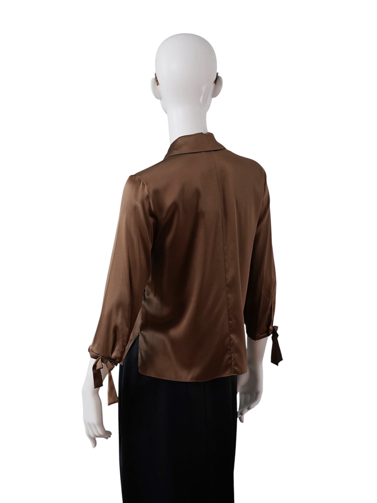 Cognacfarbene Seidenbluse mit Schluppe von Dorothee Schumacher – Ansicht 3