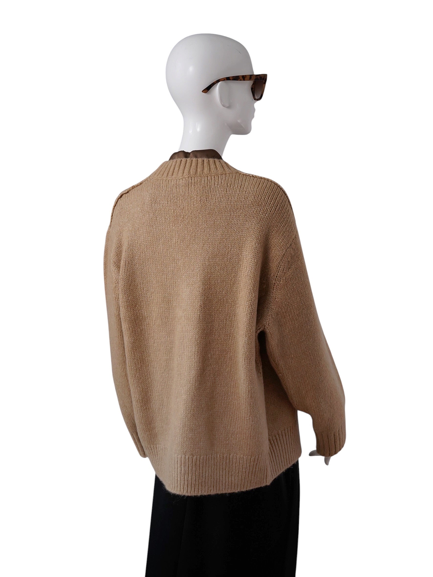 Camelfarbene Strickjacke mit V-Ausschnitt von Dorothee Schumacher – Ansicht 5