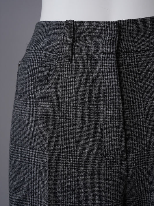 Graue Glencheck-Hose mit weitem Bein von Dorothee Schumacher – Ansicht 2