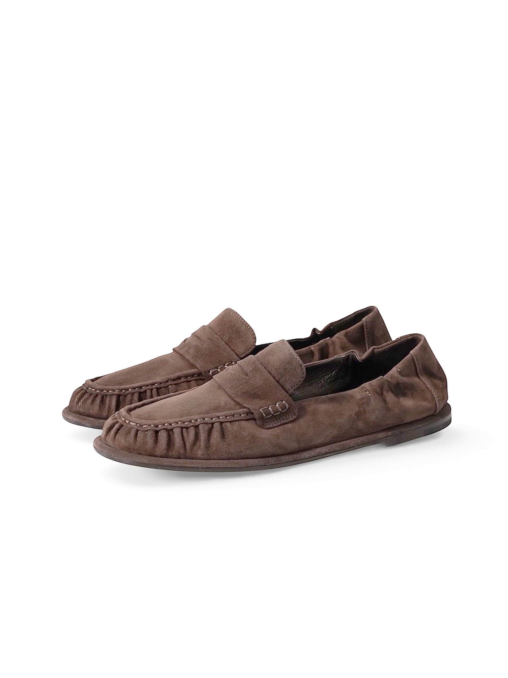 Dunkelbrauner Pomme d'Or Mokassin-Loafer aus Veloursleder mit Penny-Riegel