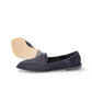 Pomme d'Or Loafer in Navy aus Veloursleder mit Ledersohle – Seiten- und Sohlenansicht