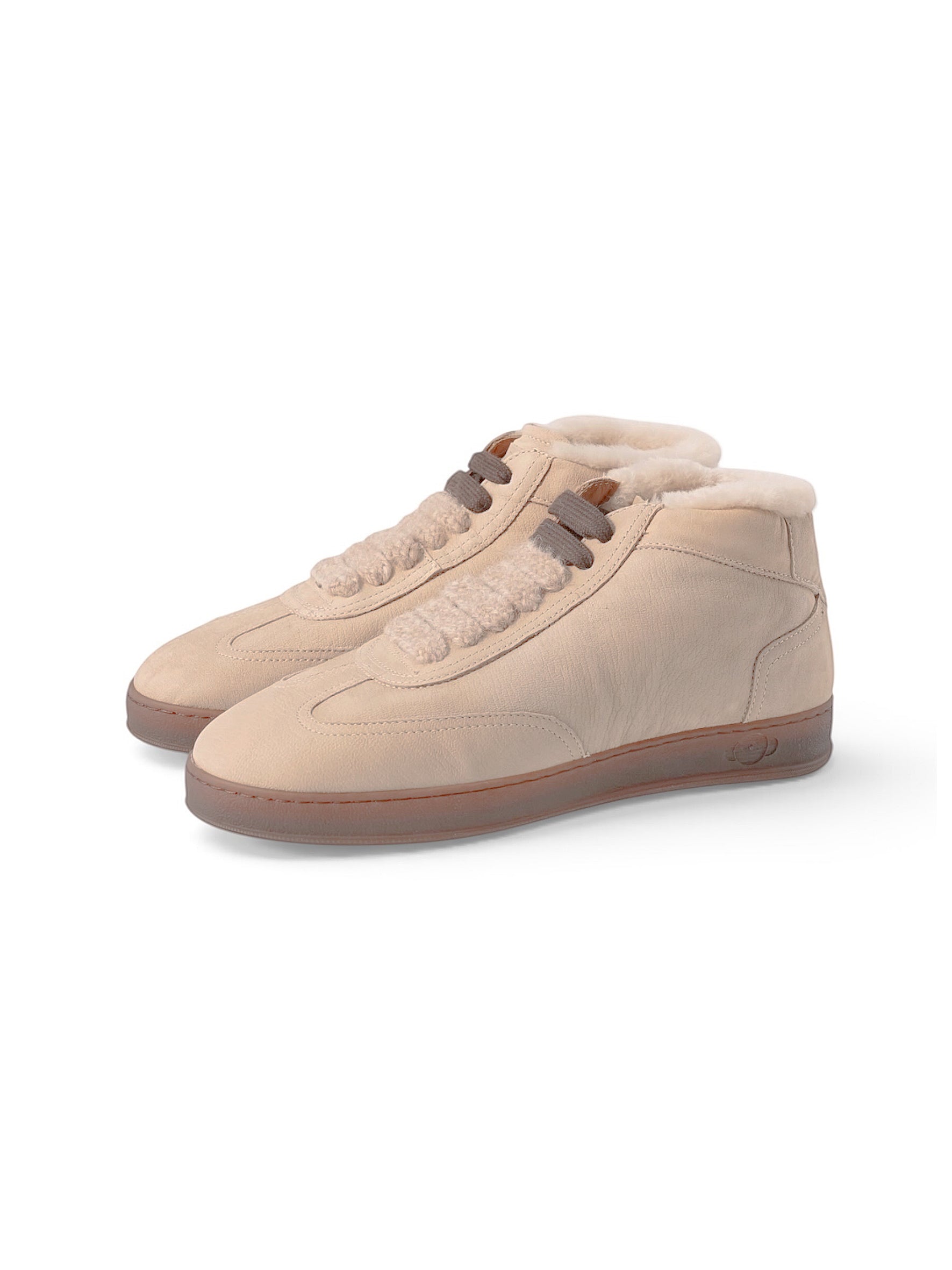 Cremefarbener High-Top-Sneaker mit Lammfell-Fütterung von Soldini